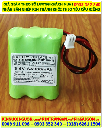Pin đèn Exit thoát hiểm 3.6v-AA900mAh, Pin đèn sự cố khẩn cấp 3.6v-AA900mAh, Pin sạc NiMh 3.6v-AA900mAh